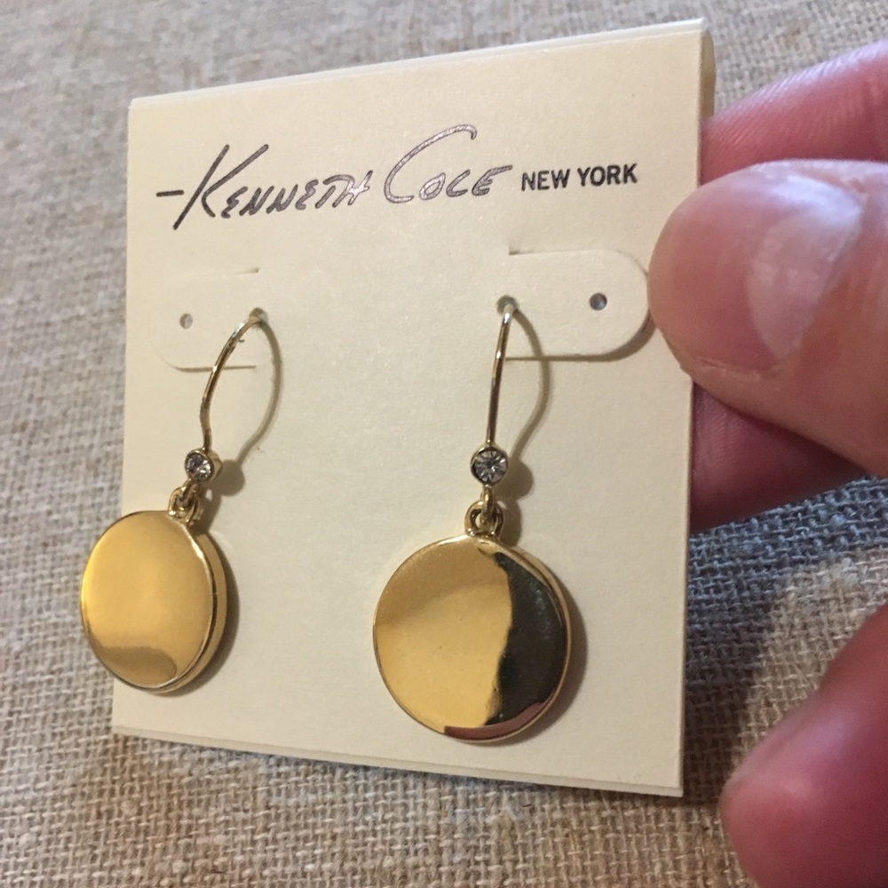 NWT Kenneth Cole Gold Disc Drop Earrings